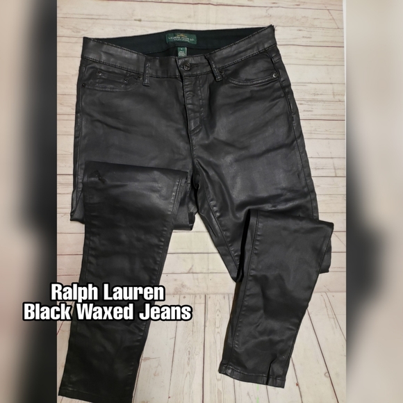 NWOT👖Ralph Lauren black waxed jeans midrise - Picture 2 of 5